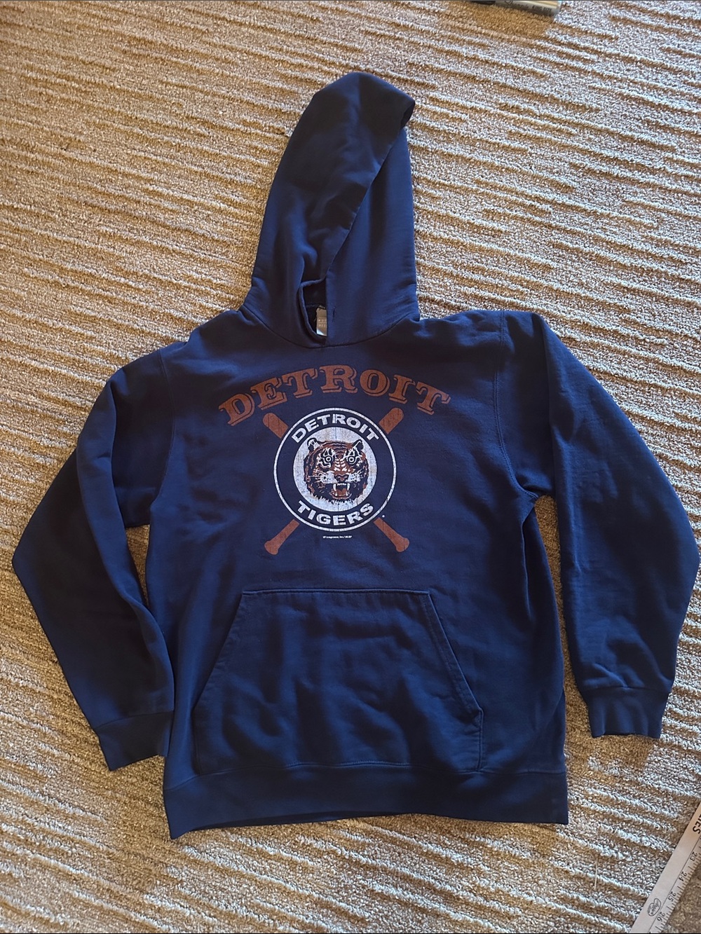 Genuine Merchandise Navy Vintage Detroit Tigers Logo Pullover Hoodie